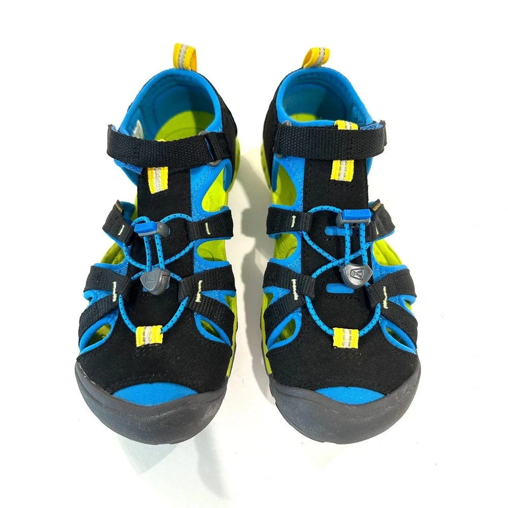 KEEN Seacamp II CNX Water Sandals Black Blue Yellow  Kids 5 / Women's 6.5-7